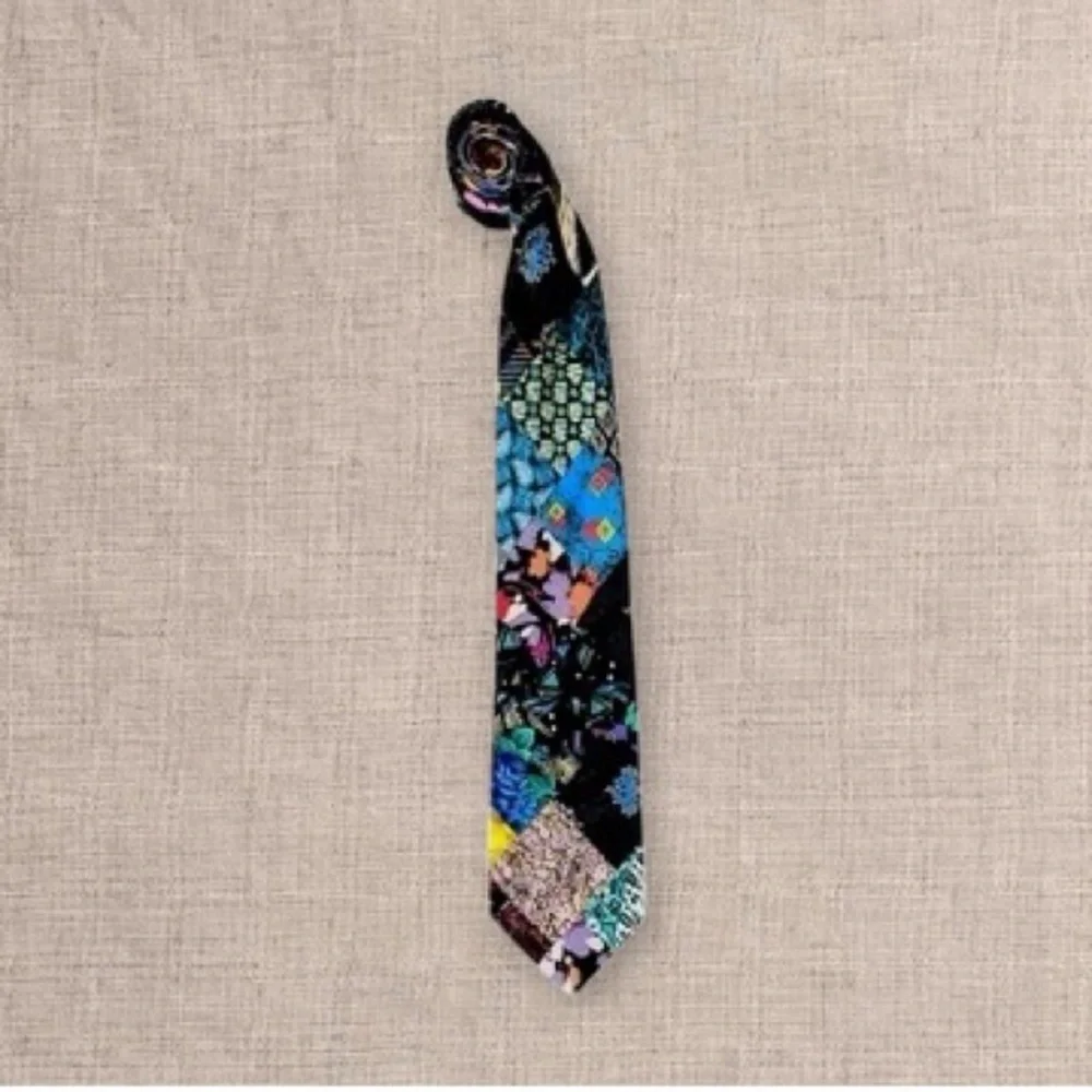 Brioni Silk Patchwork Tie Mens Multicolor Geometric Floral Luxury Designer